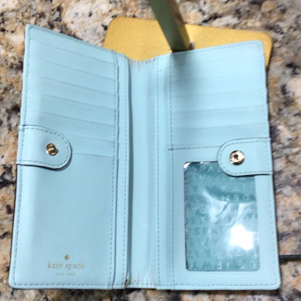 Kate Spade Aqua and Gold Wallet